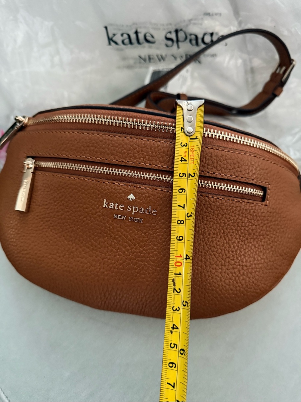 kate spade New York Chestnut Brown Pebbled Leather Crossbody Belt Bag - Picture 7 of 13